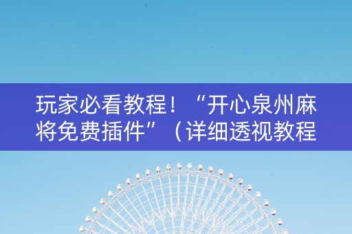 玩家必看教程！“开心泉州麻将免费插件”（详细透视教程）-哔哩哔哩