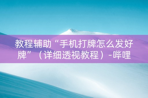 教程辅助“手机打牌怎么发好牌”（详细透视教程）-哔哩哔哩