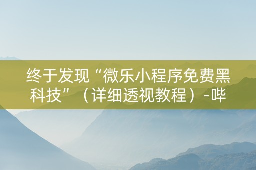 终于发现“微乐小程序免费黑科技”（详细透视教程）-哔哩哔哩