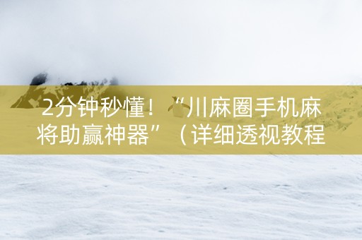 2分钟秒懂！“川麻圈手机麻将助赢神器”（详细透视教程）-哔哩哔哩