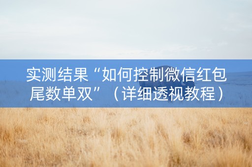 实测结果“如何控制微信红包尾数单双”（详细透视教程）-哔哩哔哩