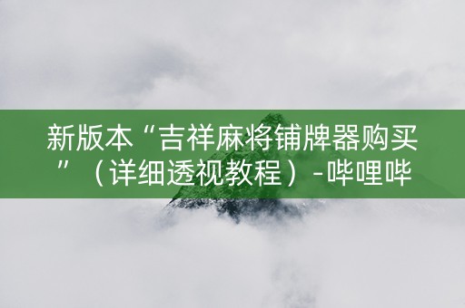 新版本“吉祥麻将铺牌器购买”（详细透视教程）-哔哩哔哩