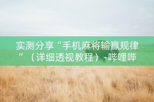 实测分享“手机麻将输赢规律”（详细透视教程）-哔哩哔哩