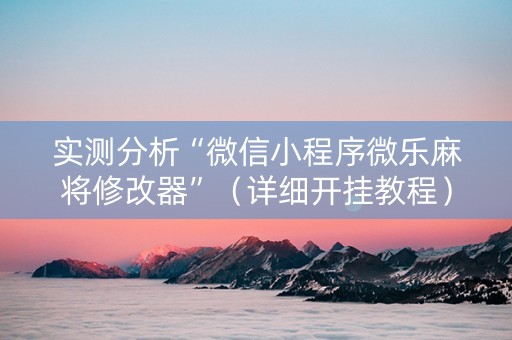 实测分析“微信小程序微乐麻将修改器”（详细开挂教程）-哔哩哔哩