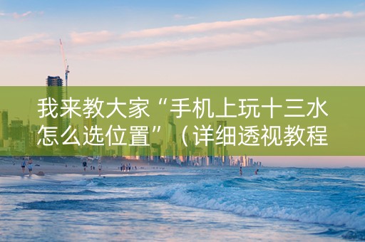 我来教大家“手机上玩十三水怎么选位置”（详细透视教程）-哔哩哔哩