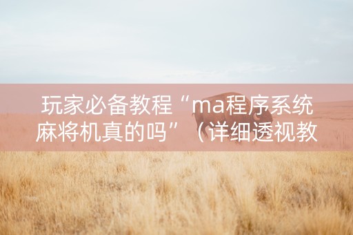 玩家必备教程“ma程序系统麻将机真的吗”（详细透视教程）-哔哩哔哩