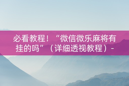 必看教程！“微信微乐麻将有挂的吗”（详细透视教程）-哔哩哔哩