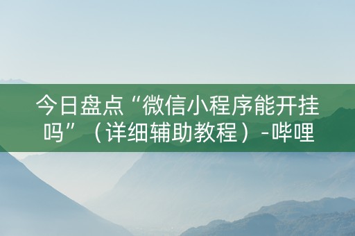 今日盘点“微信小程序能开挂吗”（详细辅助教程）-哔哩哔哩