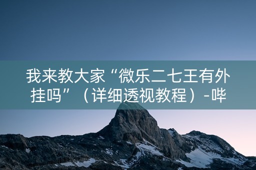 我来教大家“微乐二七王有外挂吗”（详细透视教程）-哔哩哔哩