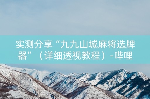 实测分享“九九山城麻将选牌器”（详细透视教程）-哔哩哔哩