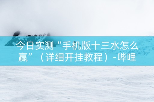 今日实测“手机版十三水怎么赢”（详细开挂教程）-哔哩哔哩