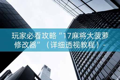 玩家必看攻略“17麻将大菠萝修改器”（详细透视教程）-哔哩哔哩