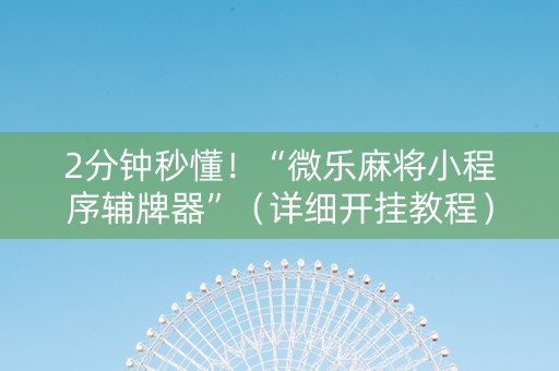 2分钟秒懂！“微乐麻将小程序辅牌器”（详细开挂教程）-哔哩哔哩