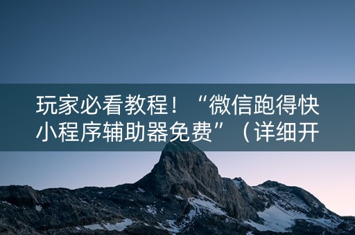 玩家必看教程！“微信跑得快小程序辅助器免费”（详细开挂教程）-哔哩哔哩
