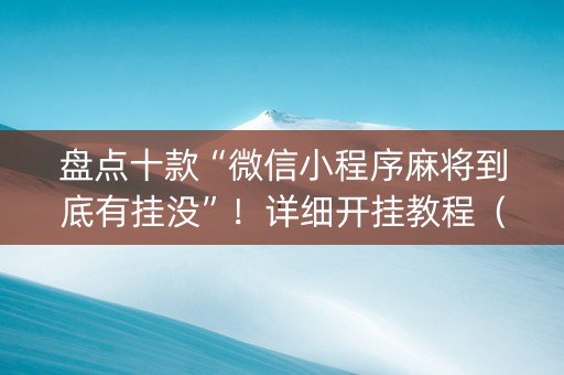 盘点十款“微信小程序麻将到底有挂没”！详细开挂教程（确实真的有挂)-知乎