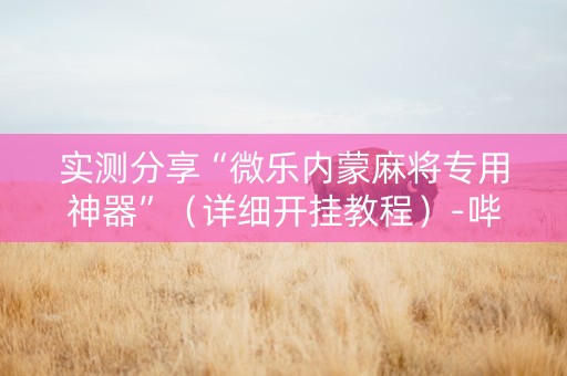 实测分享“微乐内蒙麻将专用神器”（详细开挂教程）-哔哩哔哩