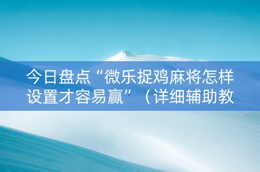 今日盘点“微乐捉鸡麻将怎样设置才容易赢”（详细辅助教程）-哔哩哔哩