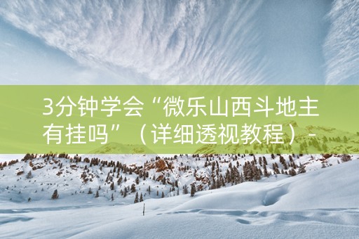 3分钟学会“微乐山西斗地主有挂吗”（详细透视教程）-哔哩哔哩
