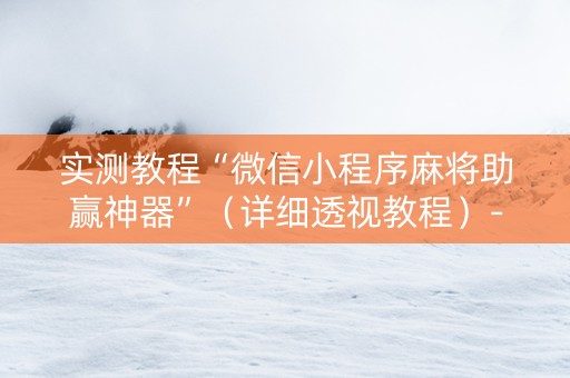 实测教程“微信小程序麻将助赢神器”（详细透视教程）-哔哩哔哩
