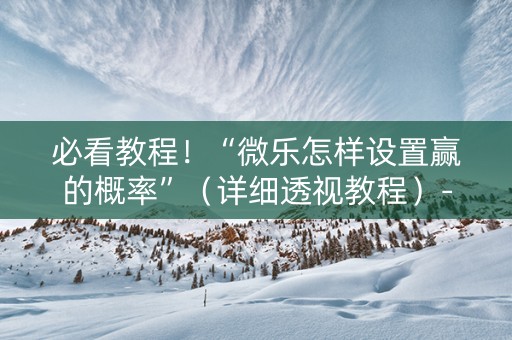 必看教程！“微乐怎样设置赢的概率”（详细透视教程）-哔哩哔哩