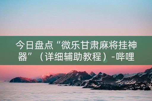 今日盘点“微乐甘肃麻将挂神器”（详细辅助教程）-哔哩哔哩
