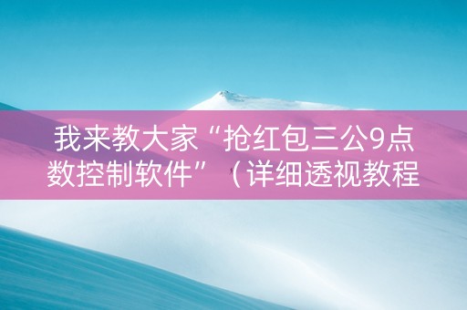 我来教大家“抢红包三公9点数控制软件”（详细透视教程）-哔哩哔哩