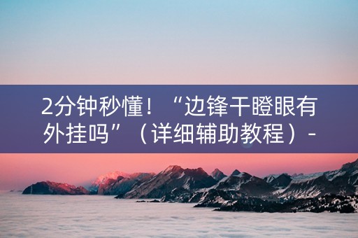 2分钟秒懂！“边锋干瞪眼有外挂吗”（详细辅助教程）-哔哩哔哩