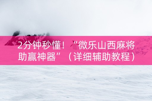 2分钟秒懂！“微乐山西麻将助赢神器”（详细辅助教程）-哔哩哔哩