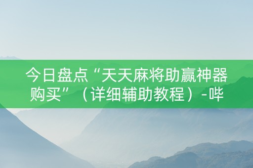 今日盘点“天天麻将助赢神器购买”（详细辅助教程）-哔哩哔哩