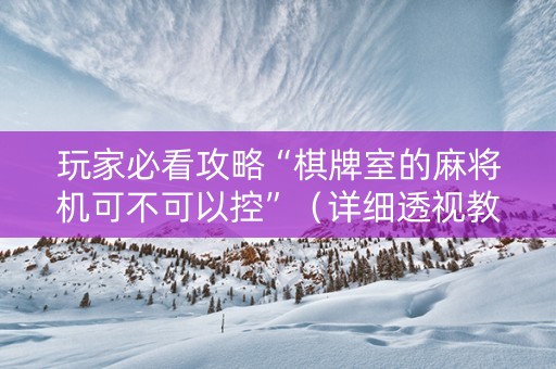 玩家必看攻略“棋牌室的麻将机可不可以控”（详细透视教程）-哔哩哔哩