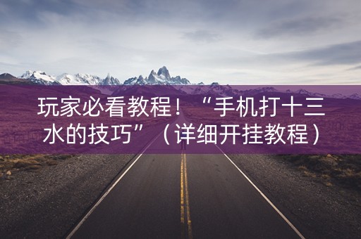 玩家必看教程！“手机打十三水的技巧”（详细开挂教程）-哔哩哔哩
