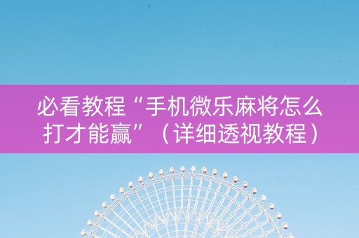 必看教程“手机微乐麻将怎么打才能赢”（详细透视教程）-哔哩哔哩