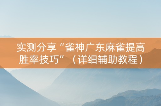 实测分享“雀神广东麻雀提高胜率技巧”（详细辅助教程）-哔哩哔哩