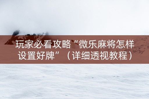 玩家必看攻略“微乐麻将怎样设置好牌”（详细透视教程）-哔哩哔哩