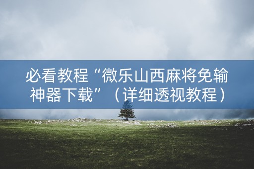 必看教程“微乐山西麻将免输神器下载”（详细透视教程）-哔哩哔哩