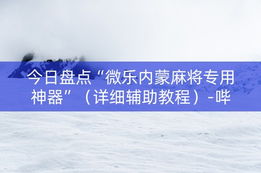 今日盘点“微乐内蒙麻将专用神器”（详细辅助教程）-哔哩哔哩