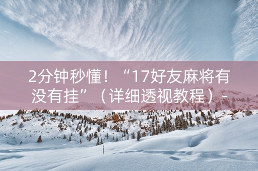 2分钟秒懂！“17好友麻将有没有挂”（详细透视教程）-哔哩哔哩
