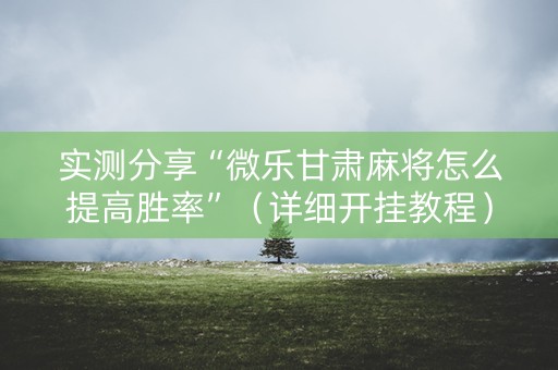 实测分享“微乐甘肃麻将怎么提高胜率”（详细开挂教程）-哔哩哔哩