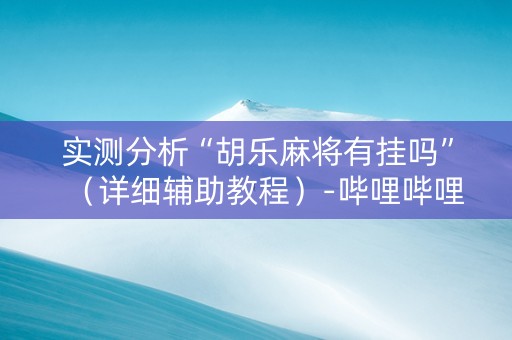 实测分析“胡乐麻将有挂吗”（详细辅助教程）-哔哩哔哩