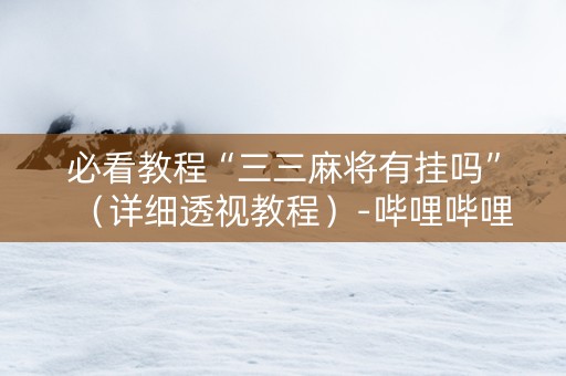 必看教程“三三麻将有挂吗”（详细透视教程）-哔哩哔哩