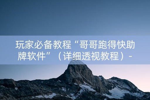 玩家必备教程“哥哥跑得快助牌软件”（详细透视教程）-哔哩哔哩