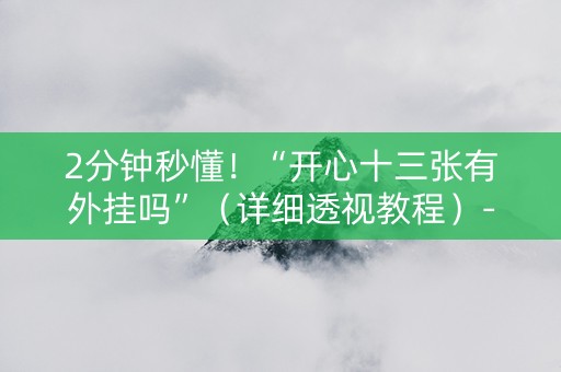 2分钟秒懂！“开心十三张有外挂吗”（详细透视教程）-哔哩哔哩