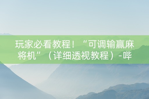 玩家必看教程！“可调输赢麻将机”（详细透视教程）-哔哩哔哩