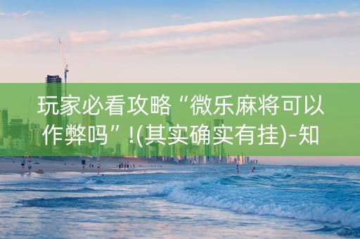 玩家必看攻略“微乐麻将可以作弊吗”!(其实确实有挂)-知乎