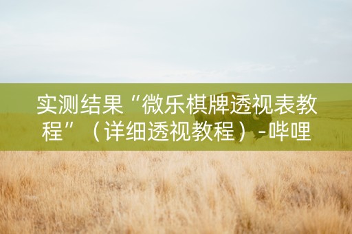 实测结果“微乐棋牌透视表教程”（详细透视教程）-哔哩哔哩