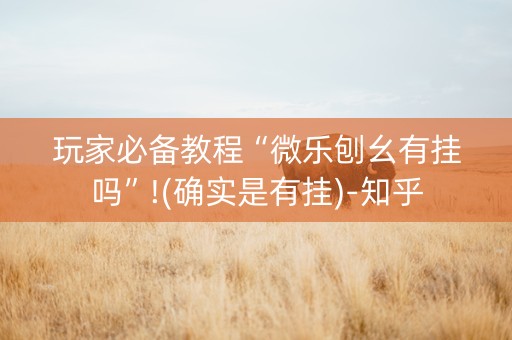 玩家必备教程“微乐刨幺有挂吗”!(确实是有挂)-知乎
