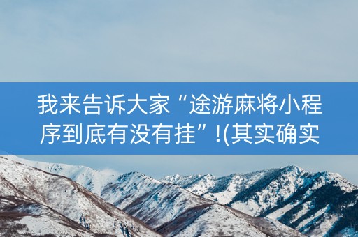 我来告诉大家“途游麻将小程序到底有没有挂”!(其实确实有挂)-知乎