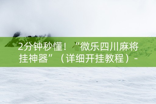 2分钟秒懂！“微乐四川麻将挂神器”（详细开挂教程）-哔哩哔哩