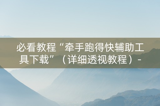 必看教程“牵手跑得快辅助工具下载”（详细透视教程）-哔哩哔哩