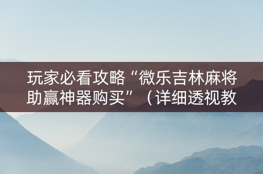 玩家必看攻略“微乐吉林麻将助赢神器购买”（详细透视教程）-哔哩哔哩